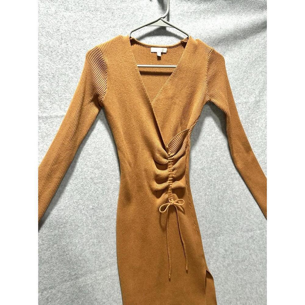 Almost Famous Burnt Orange Fall Long Sleeve Wrap Dress size M knit - Picture 11 of 15